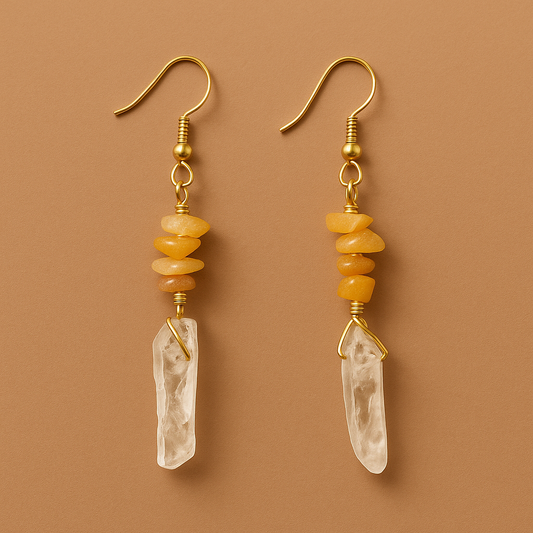 Golden Aura Quartz Earrings