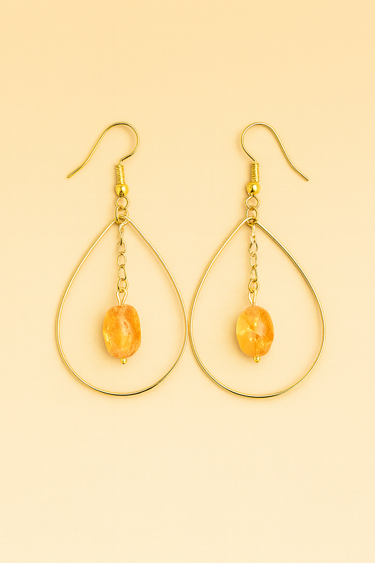 Golden Citrine Hoop Earrings