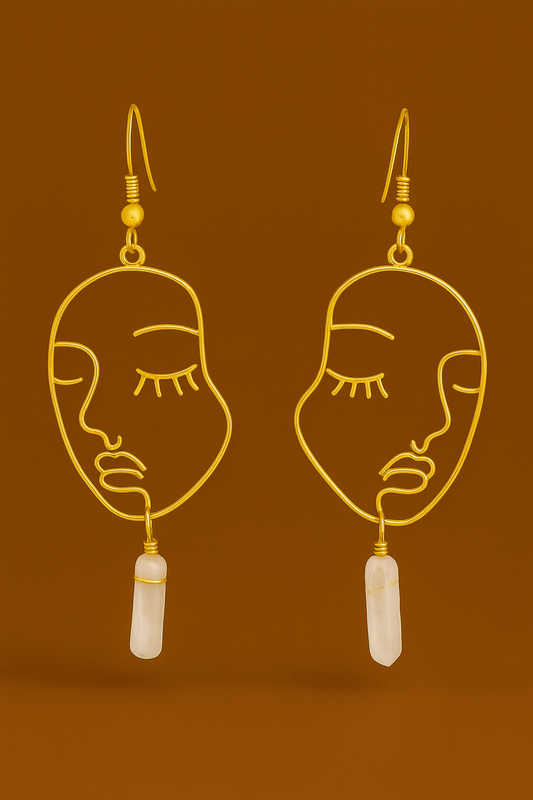 Golden Muse Face Earrings