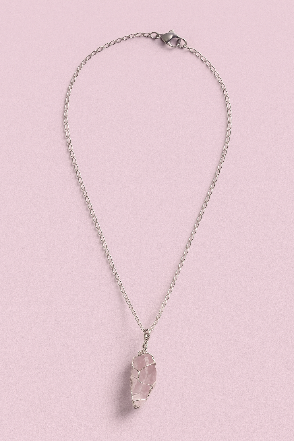 Rose Quartz Wrapped Crystal Necklace