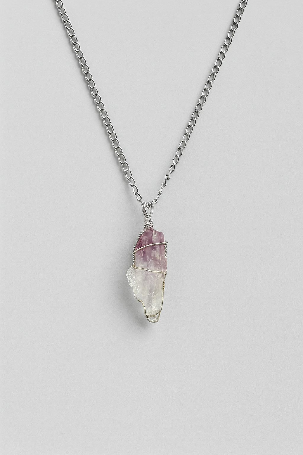 Silver Serenity Amethyst–Quartz Pendant