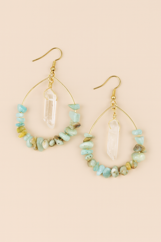 Amazonite & Quartz Energy Hoops