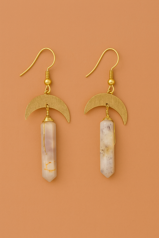 Crescent Glow Gemstone Earrings
