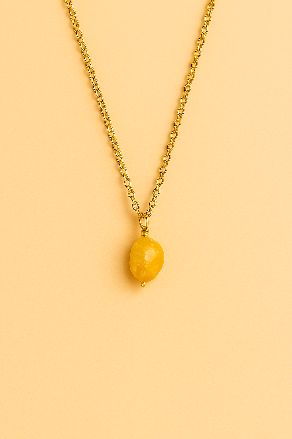 Golden Amber Drop Necklace