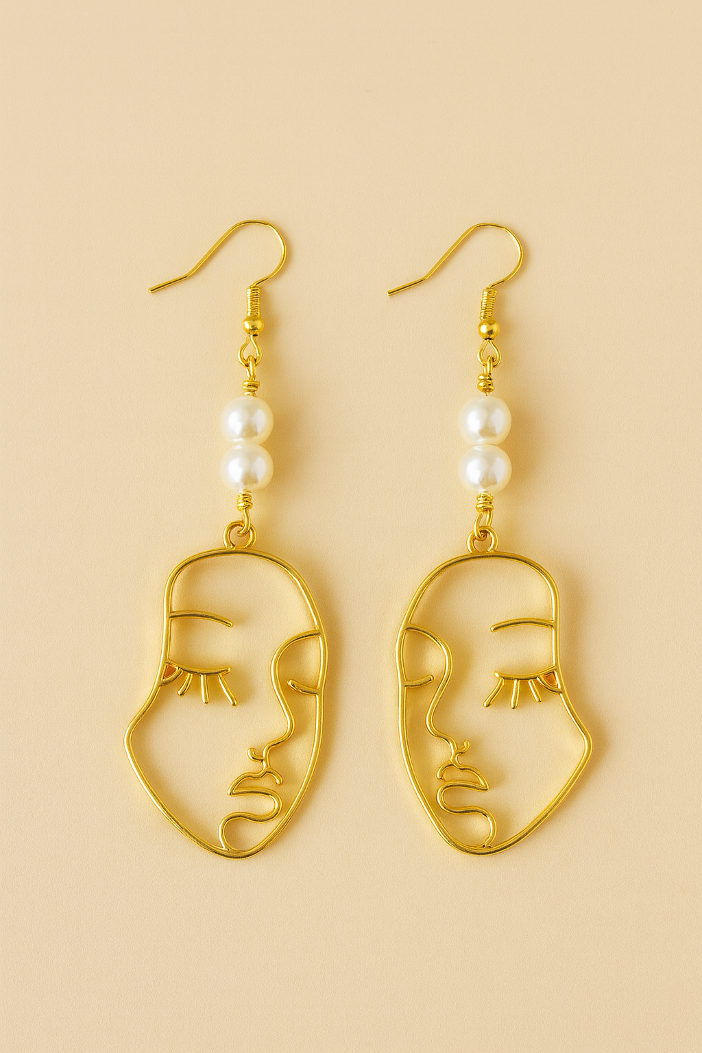 Golden Muse Face Earrings