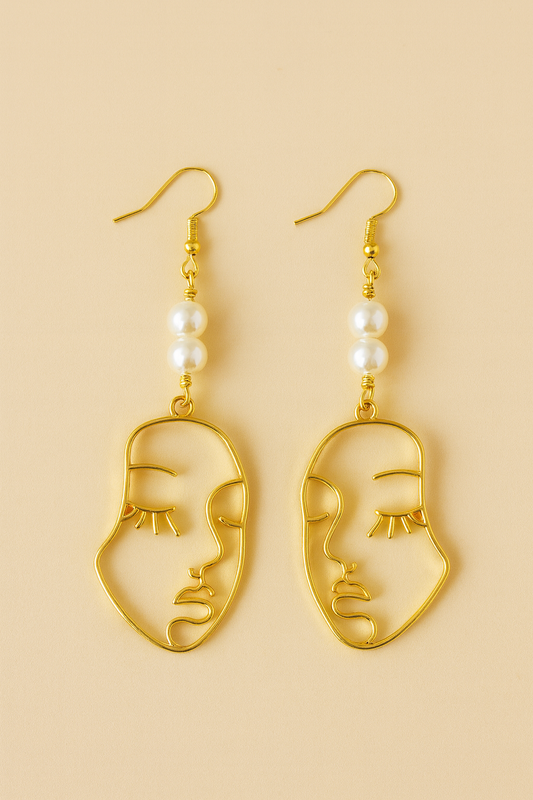 Golden Muse Face Earrings