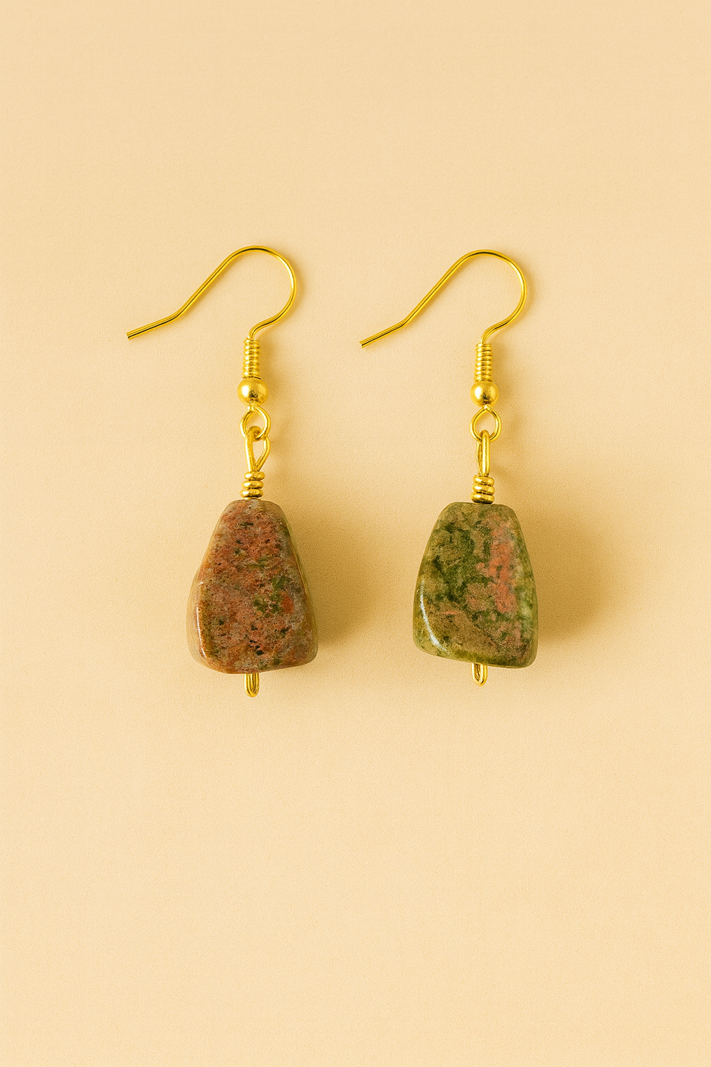 Unakite Gemstone Dangle Earrings