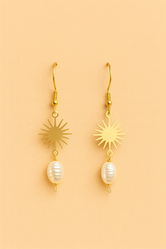 Sunlit Pearl Drop Earrings