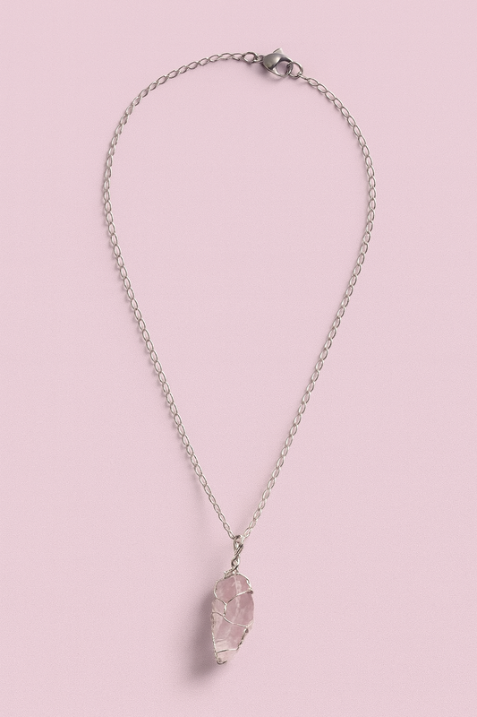 Rose Quartz Wrapped Crystal Necklace