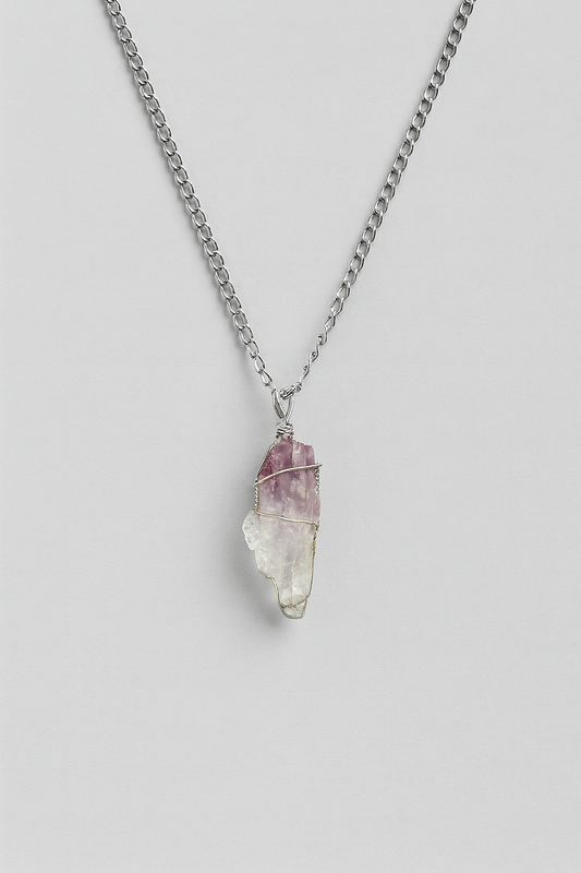 Silver Serenity Amethyst–Quartz Pendant