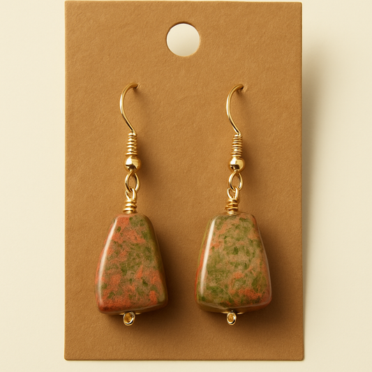 Unakite Gemstone Dangle Earrings